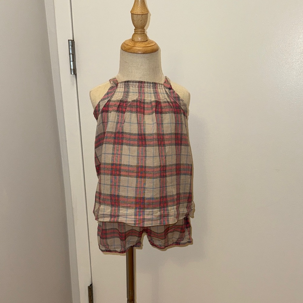 Burberry Red and Cream Plaid Set